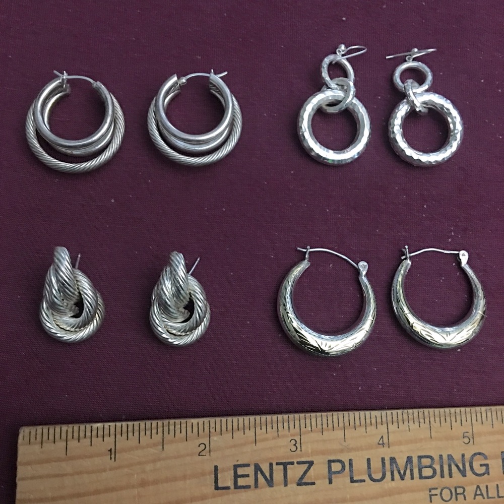 4 Pair of Gorgeous Sterling Silver Earrings